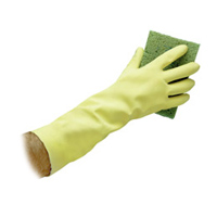 LATEX REUSABLE FLOCK LINED 12" YELLOW GLOVES Small 20 mil (12pr) 