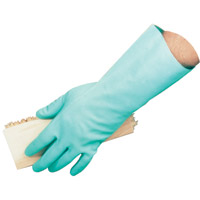 NITRILE INDUSTRIAL FLOCK-LINED 15ml GREEN GLOVES, 12" LENGTH Small (12pr) 
