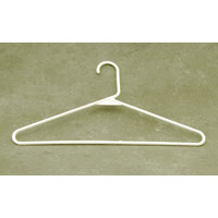 PLASTIC WHITE TUBULAR CLOTHING HANGER Open Hook, 16 Inch Wide, 144/pk