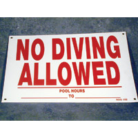 "NO DIVING ALLOWED" SIGN 12"X18" packed (1 each) 