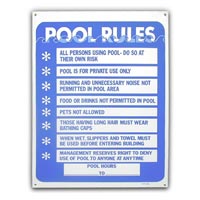 "OUR POOL RULES" POOL SIGN 24" x 18" packed (1 each) 