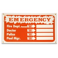"FOR EMERGENCY USE" POOL SIGN 12"X18" packed (1 each) 