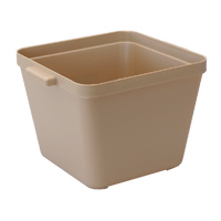 SQUARE PLASTIC ICE BUCKET WITH HANDLES 3 qt, Beige, (1)