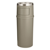 ASH TRASH SMOKING MANAGEMENT CLASSIC ROUND CONTAINERS Beige 25gal container with doors 18x42.25"