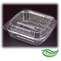 COMPOSTABLE FOOD PACKAGING CLEAR CLAMSHELL STYLE 8x8x3" one compartment CLOSEOUT!! $29.95/CS