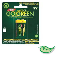 PERFPOWER ALKALINE BATTERIES 100% RECYCLABLE 9V - packed 40 