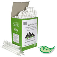 COMPOSTABLE & RECYCLABLE WRAPPED PLA STRAWS Clear 7.75" (10,000) 