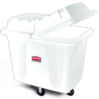 RUBBERMAID® 12 CUBIC FOOT 9.6 BUSHEL CUBE TRUCKS White 400lb capacity 42.75x28x33"