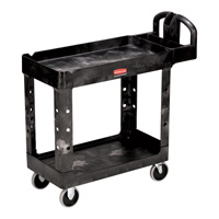 RUBBERMAID® HEAVY DUTY UTILITY CART 500 LB CAPACITY Black 2 shelf small cart 39x17.88x 33.25"