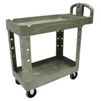 RUBBERMAID® HEAVY DUTY UTILITY CART 500 LB CAPACITY Beige 2 shelf small cart 39x18x33.25"