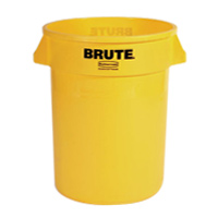 BRUTE® 32 GALLON ROUND CONTAINERS Yellow container 22x27.25"