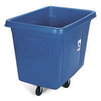 RUBBERMAID® 16 CUBIC FOOT 12.9 BUSHEL CUBE TRUCKS Dark Blue 500lb capacity 43.75x31x37"