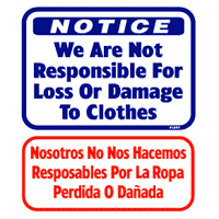 "WE ARE NOT RESPONSIBLE FOR LOSS OR DAMAGE" LRY SIGN 13.5"x16" #L803 