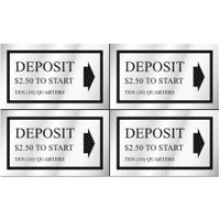 "DEPOSIT __ QUARTERS" DECAL 1.5"x2.5" SELF STICK 8/SHEET $2.50 - Deposit 10 Quarters 