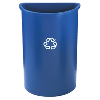 UNTOUCHABLE® HALF ROUND RECYCLYING CONTAINERS 21gal blue container 