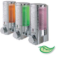 BULK DISPENSER SHAMPOO, CONDITIONER & LOTIONS 3 Chamber Chrome & Translucent dispenser