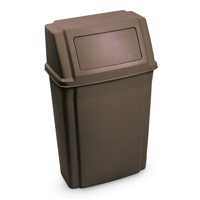 SLIM JIM® WALL MOUNTED PROFILE INDOOR TRASH CONTAINER Brown 15gal container 19.5x11.88x32.63"