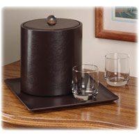 DELUXE LEATHERETTE ICE BUCKET WITH CUSHIONED LID 3 qt, Mocha Brown (1) 
