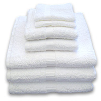 PLATINUM DOBBY BORDER WHITE GUEST TOWELING Bath Towels 27"x54" 15lbs/dz 