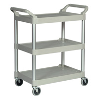 RUBBERMAID® UTILITY SERVICE CARTS 3 Open shelves Platinum 33.62x18.62x37.75"