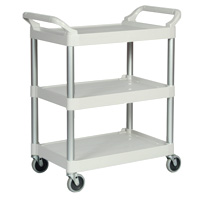 RUBBERMAID® UTILITY SERVICE CARTS 3 Open shelves White 33.62x18.62x37.75"