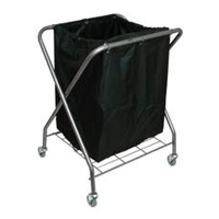 X FRAME LAUNDRY HAMPER Platform steel construction, black nylon bag included.