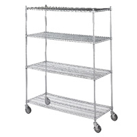 ROLLING LINEN CART SHELF Chrome-plated, 36"x18"x72"