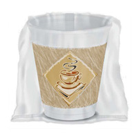INDIVIDUALLY WRAPPED CAFE G FOAM CUP 8 oz White Cup, beige/green desi Hot or cold (900)