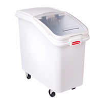 RUBBERMAID® PROSAVE® WHITE INGREDIENT BIN SYSTEM 30.8gal slant front bin 32oz scoop,sliding lid 29.75x18x28"