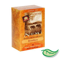 NUMI ORGANIC DECAFFEINATED TEA BAGS BOXED Herbal Red Mellow Bush Roobios. Packed 6/18