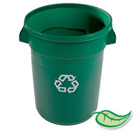 BRUTE® RECYCLING GREEN VENTED ROUND CONTAINERS 32 Gallon 22 x 27.25 Inches