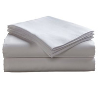 COMFORT T300 SOLID SATEEN WHITE POLY/COTTON Queen Flat Sheets 