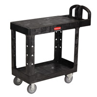 RUBBERMAID® FLAT TOP SHELF UTILITY CARTS 500 LB CAPACITY Small Heavy duty black cart 37.88x19.2x33.3"