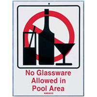 POOL SIGN  no glassware allowed 