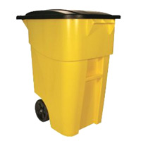 BRUTE® 50 GALLON ROLLOUT CONTAINER WITH LID Yellow container 28.5x23.38x36.5"