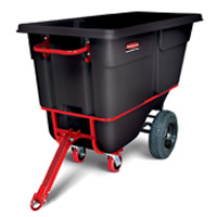 BLACK TOWABLE HEAVY DUTY ROTOMOLDED TILT TRUCKS 1cu yd 2,100lb capacity 72.5x33.5x42.25"