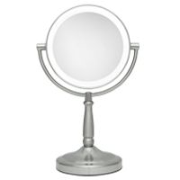 LED LIGHTED VANITY MIRROR SATIN NICKEL 10x magnification 