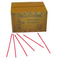 STIRRER STRAWS PLASTIC INDIVIDUALLY WRAPPED 5.75" Red Color Packed 10/1000