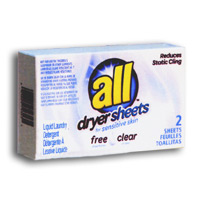 ALL FREE CLEAR FABRIC SOFTENER VENDING BOXES (100) 2 Sheets per box 