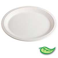 COMPOSTABLE 7" PAPER PLATES (100% SUGARCANE) - WHITE Packed 1000