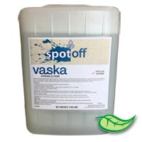 VASKA SPOTOFF SPOT REMOVER Perfect for use on blood, protein, juice and coffee spotting.  Packed: 5 gal pail