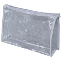CLEAR VINYL ZIPPERED POUCH 8" W X 5" H x 2 3/8" GUSSET  