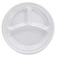 DINNERWARE 3-COMPARTMENT PLATE White - 10.25 IN Diameter