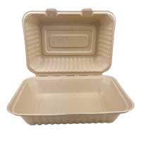 COMPOSTABLE ECO SUGAR CANE HOAGIE CLAMSHELL Packed: 200 