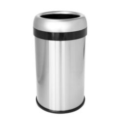 STAINLESS STEEL OPEN TOP TRASH CAN Round 13 Gallon 