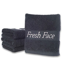 BLACK "FRESH FACE" FADE- RESISTANT WASHCLOTHS 13"X13" 1.5 LBS (Packed 12)