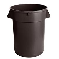 Lavex 32 Gallon Brown Round Commercial Trash Can with Lid and Dolly