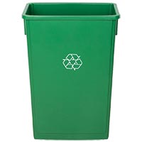 23 GALLON SLIM TRASH AND RECYCLE CONTAINER Green w/recycle logo 