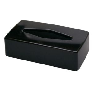 FLAT FACIAL TISSUE BOX COVER - BLACK COLOR Packed: 1 each. Must order in case quantites of 6 per case