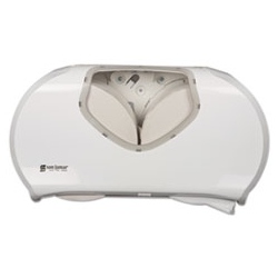 SAN JAMAR  R4070WHCL TWIN JUMBO BATH TOILET TISSUE DISPENSER WHITE/CLEAR...